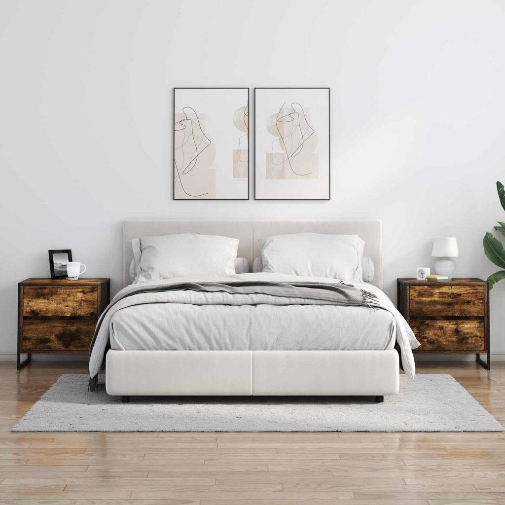 Nightstand Smoked Oak 50 x 39.5 x 50 cm Particleboard