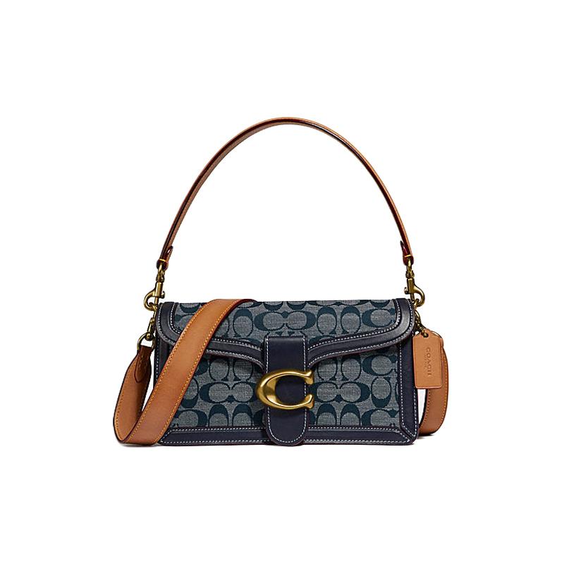 

COACH handbag Tabby 26 Chambray fragrant bud all over print calfskin and leather Bacchus bag armpit bag hand-held shoulder crossbody bag medium size синій