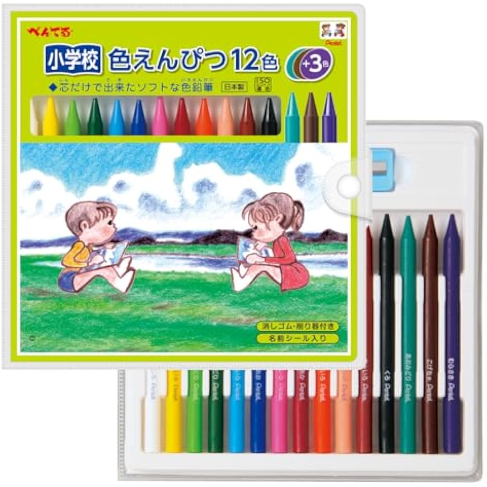 Pentel Elementary School Colored Pencils 12 Colors+3 Colors GCG1-12P3
