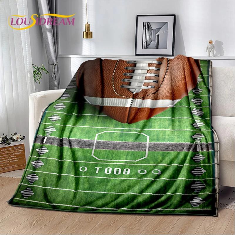 3D Rugby Field Rugby American Football Cartoon 2026 Soft Blanket,Soft Throw Blanket for Home Bedroom Bed Sofa Travel Cover Child