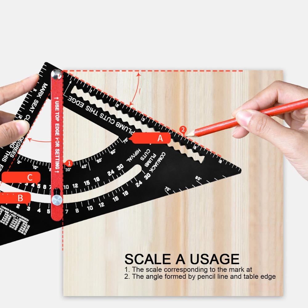 7 Inch Aluminum Alloy Triangle Ruler Adjustable Angle Adjustable Rafter Framing Square Woodworking