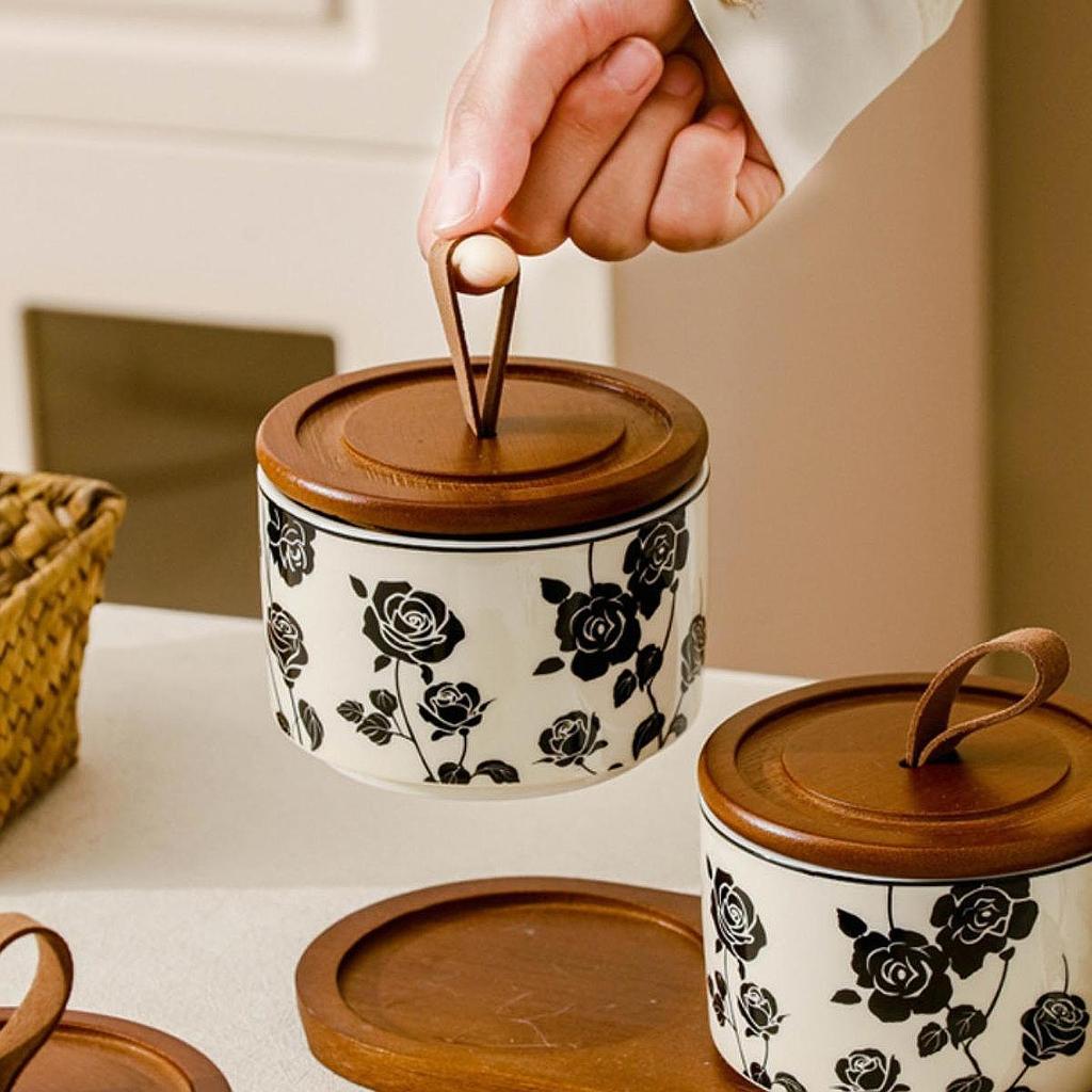 Ceramic Jar Cookie Candy Food Storage Container Tea Canister for Coffee Beans Snack