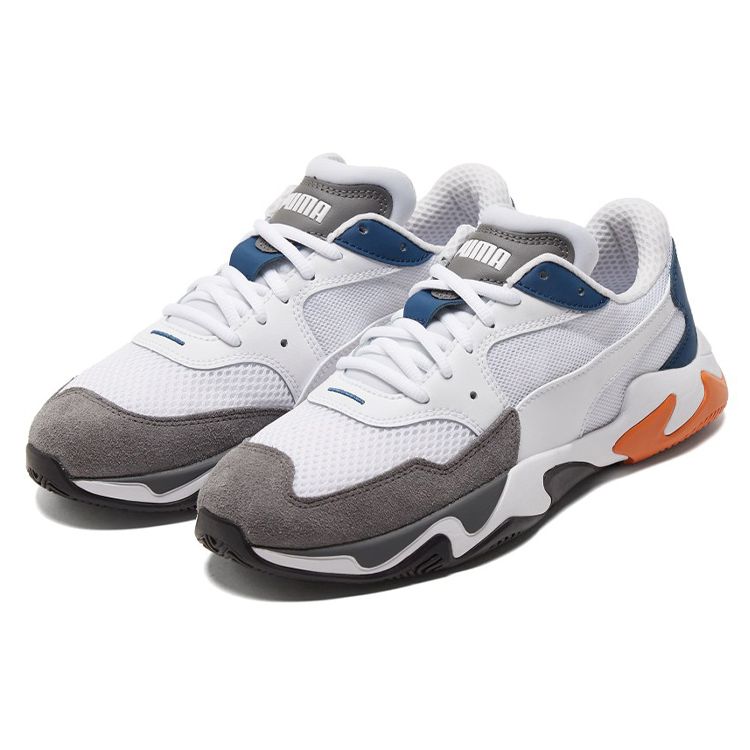 Puma Storm Origin Fabric Two-Layer Cowhide Synthetic Leather Sports Round Toe Low-Top Lifestyle Casual Shoes Unisex Sneakers White Gray Blue 369770-10
