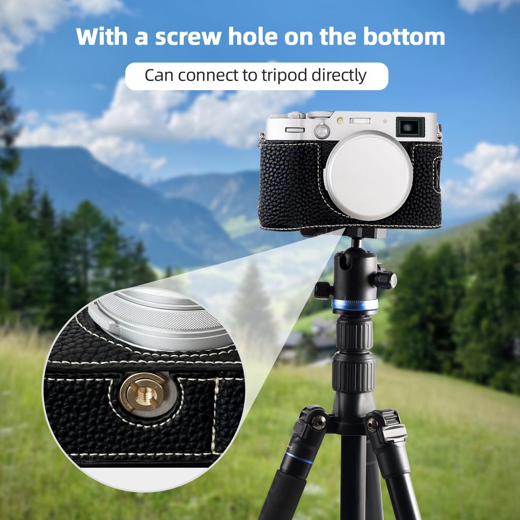 Portable Camera Protective Case Retro Style Full Camera Case Carry Bag Opening Bottom Design with Shoulder Strap