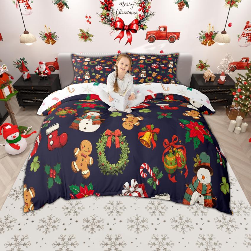 Homewish Xmas Nutcracker Duvet Cover Set For Kids Girls Cute Princess Bedding Set Cartoon Christmas Tree Quilt Cover Set