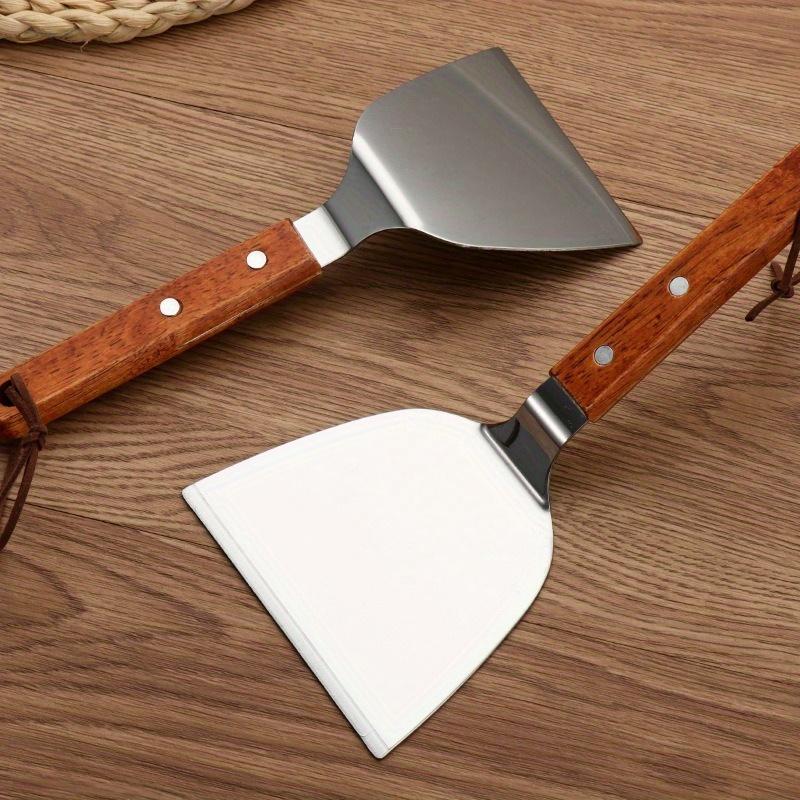 

1PC Stainless Steel Cooking Shovel Wood Handle Steak Cooking Spatula Pancake Pizza Shovel BBQ Tools Kitchen Utensils M