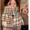 Imitation cashmere scarf winter advanced feeling small fresh grid thickened warm shawl scarf