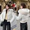 Women's Short Large Fur Collar Hooded Warm Cotton-padded Jacket