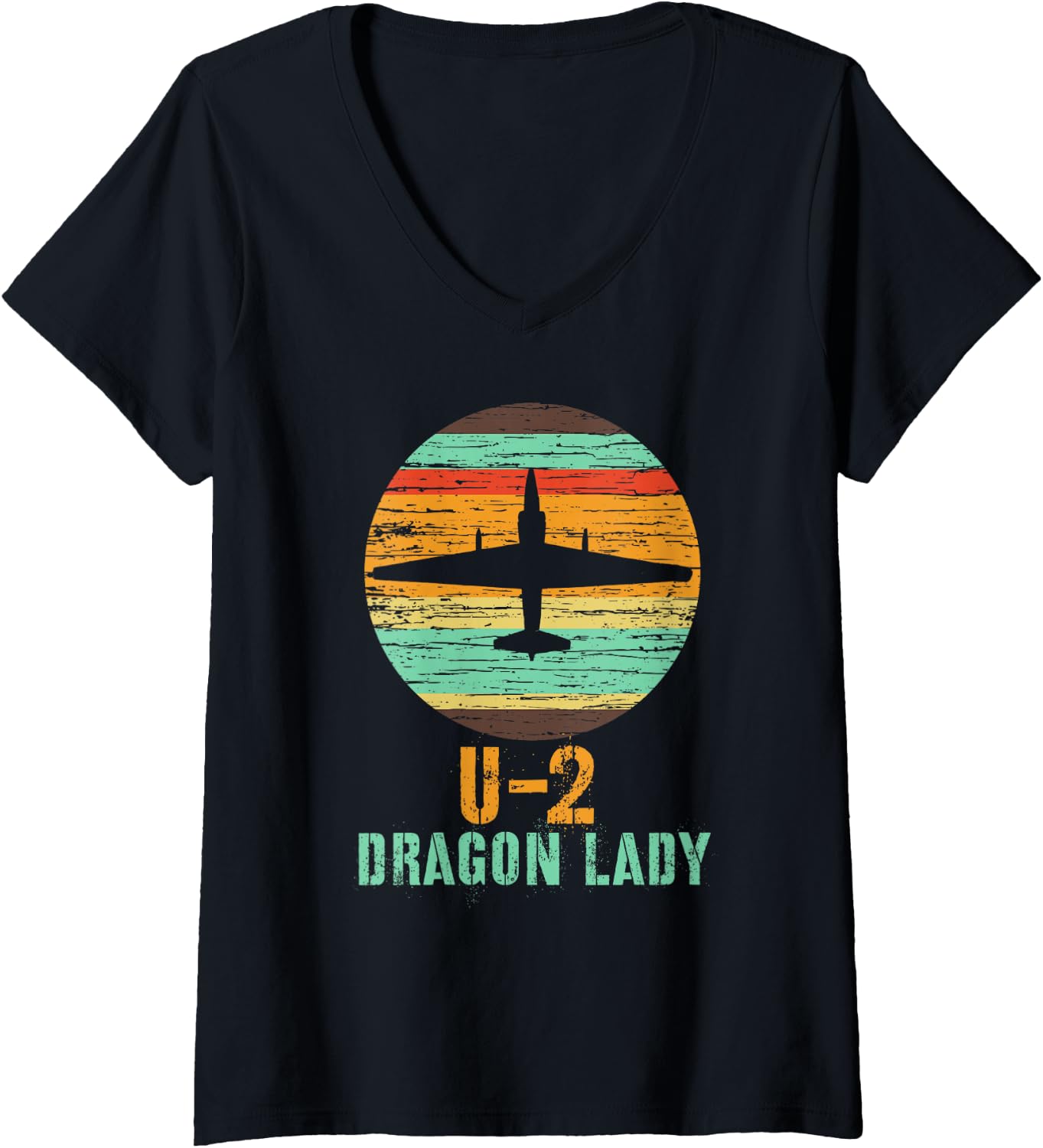 Womens Vintage U-2 Dragon Lady Spy Plane Military Shirt V-Neck T-Shirt XXL