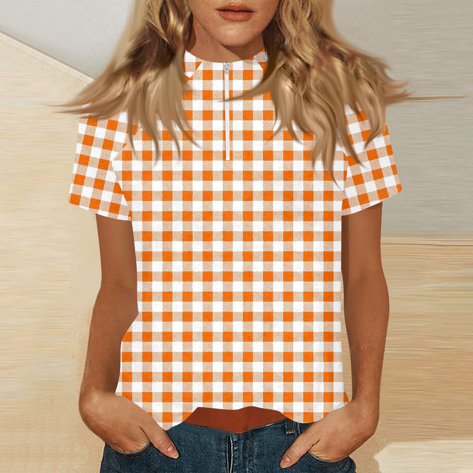 

Women s Mock Neck Short Sleeve Top With Zip-up L