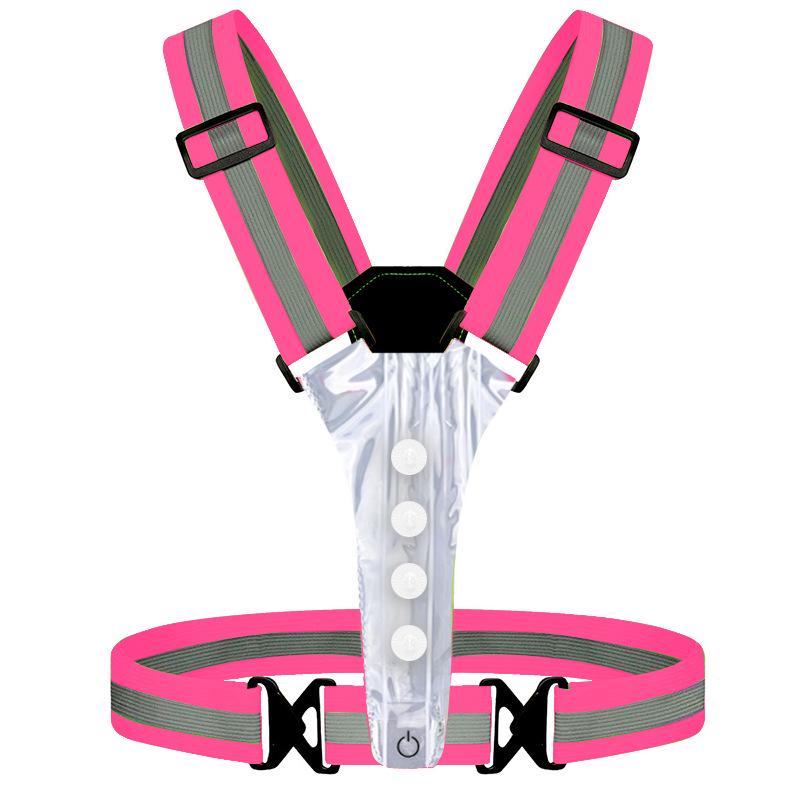 Glow-in-the-Dark Reflective Vest for Night Running and Cycling with Adjustable Elastic Straps and Dual Charging Feature