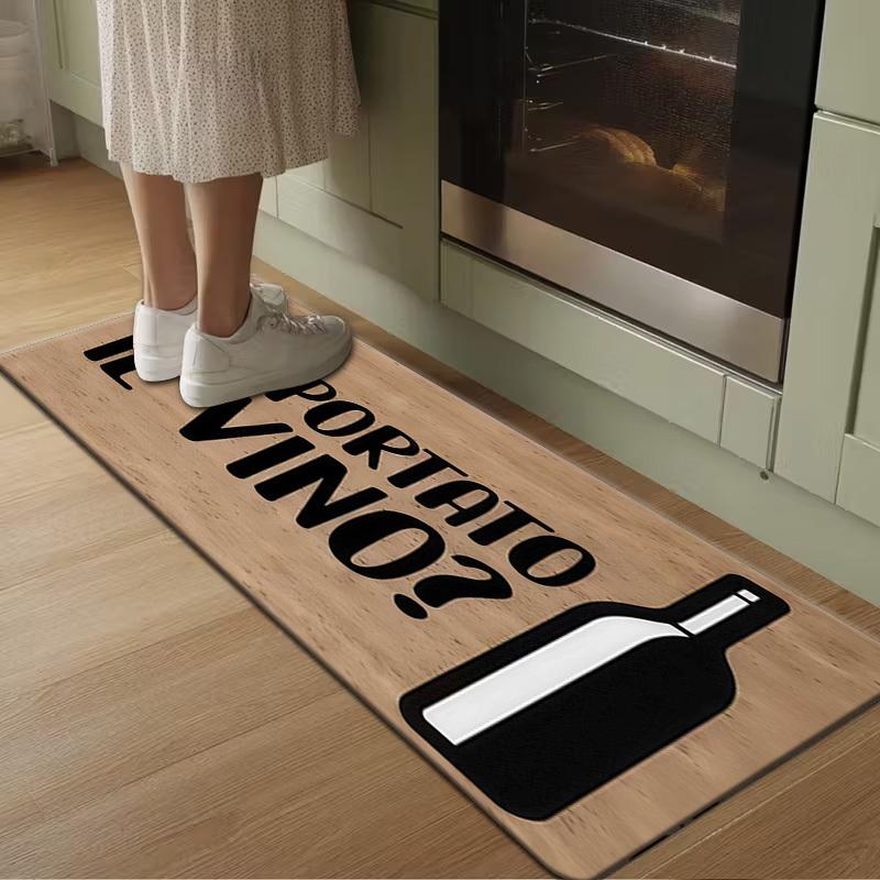 Humorous Wine Themed Welcome Doormat, Funny Italian Style Non-Slip Entryway Rug,Decorative Outdoor Floor Mat for Porch and Patio