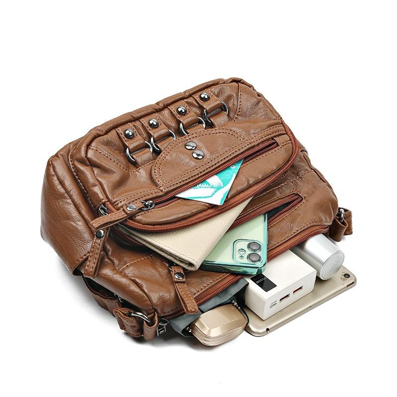 Gewebte Mehrschichtige Weiche Leder Schulter Crossbody Tasche