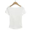 V-neck Pleated Short-sleeved T-shirt Women's Summer New American Spice Girl Solid Color Retro Casual Slim-fit Bottoming Top