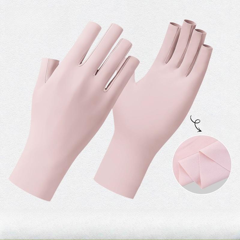 Thin Outdoor Sunscreen Ice Silk Gloves Half Finger Work Ice Feel Breathable Quick Drying Cycling Dew Finger Gloves Fitness