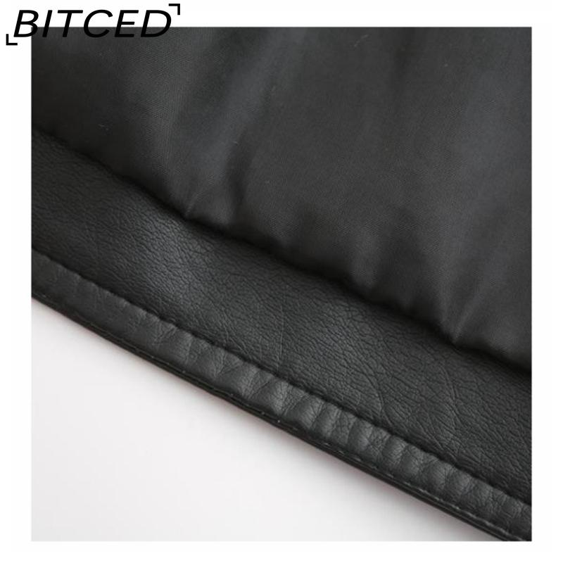 BITCED Spring/Autumn Women's Leather Jacket Women's Elegant Plus Size Stand Collar Leather Jacket