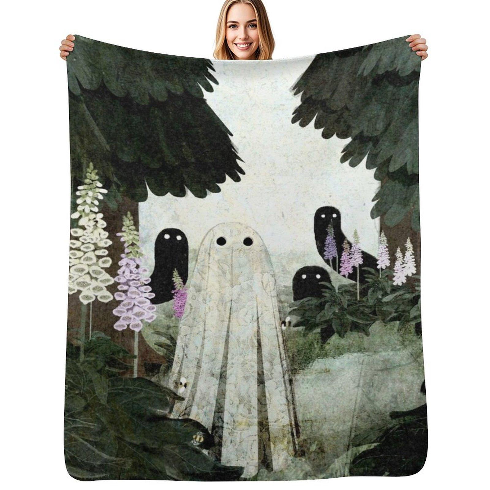 

Foxglove Ghosts Throw Blanket Cozy Sofa Blanket for TV Watching Napping 75x100cm