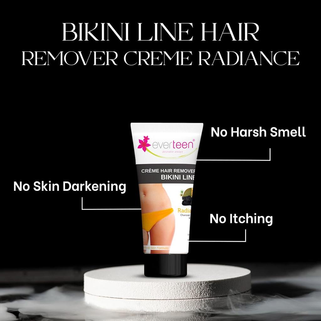 Everteen Radiance Bikini Line Hair Remover Creme With Charcoal, Kojic Acid And Vitamin C - 50g