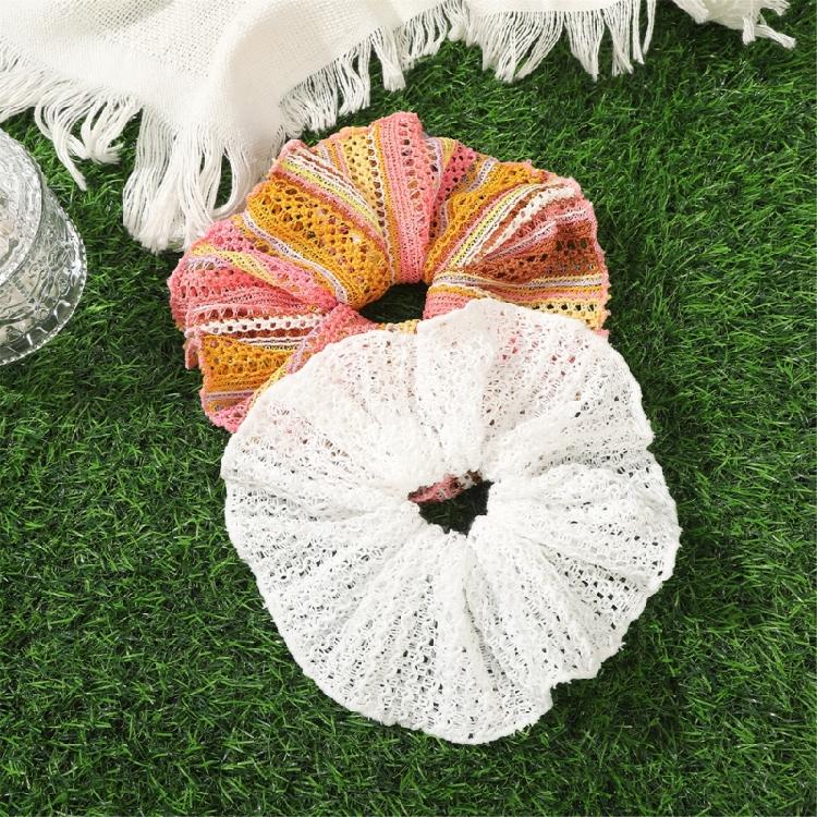 Französisch Weiß Texturiertes Scrunchie Haargummi Dehnbarer Stoff Sanftes Haaraccessoire Für Büro Party Alltag