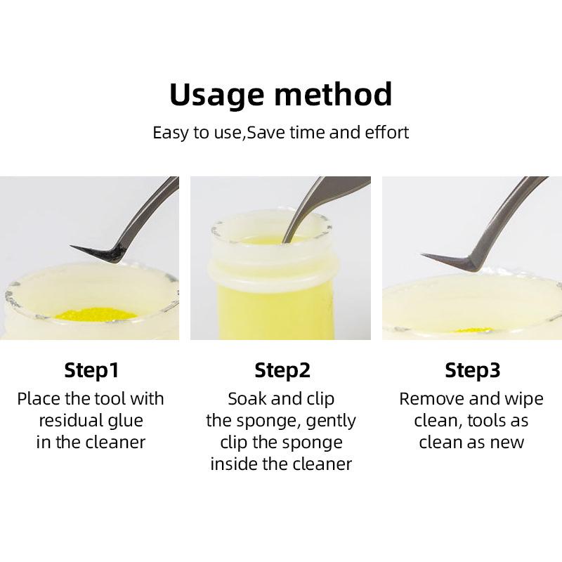 Tweezers Cleaner Plastic Bottle Eyelash Extension Tweezers Cleaning Solution Sponge Eyelash Glue Remover Tweezer Clean Tool