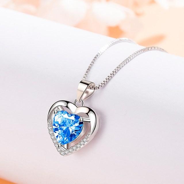 

925 стерлингового серебра новые женские модные ювелирные изделия высокого качества кристалл циркон полое сердце кулон ожерелье длина 45 см