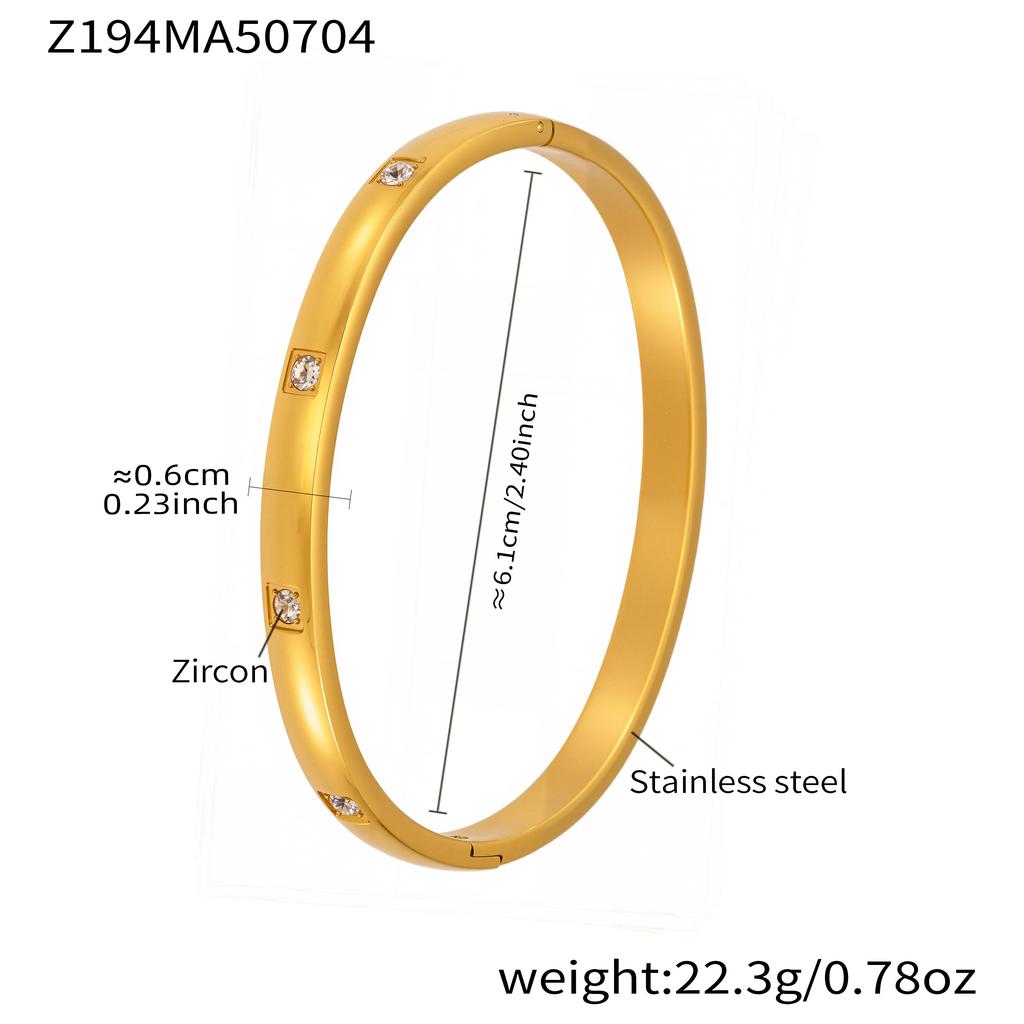 Inlaid Shiny Zircon Openable Bracelet In Stainless Steel 18k Gold Plated Waterproof Non Tarnish Luxury Bracelets For Women