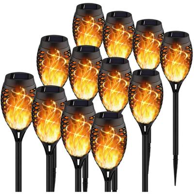 Luci solari da esterno impermeabili da esterno da 4/8/12 pacchi, fiamma 12LED incorporata solare con fiamma tremolante per giardino, portico esterno del patio