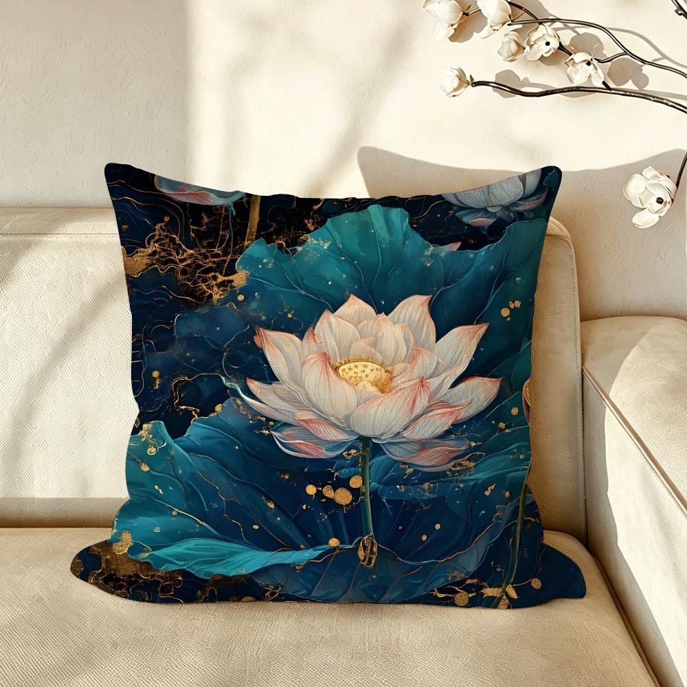 Art ffashion LLotus Cushion Cover Pillow Case Antidustmite Pillowcase Silky Short Plush Sofa Cushion Cover hot