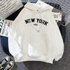 New York Letter Number Hoodie For Women With Polyester Fabric Casual Fall
