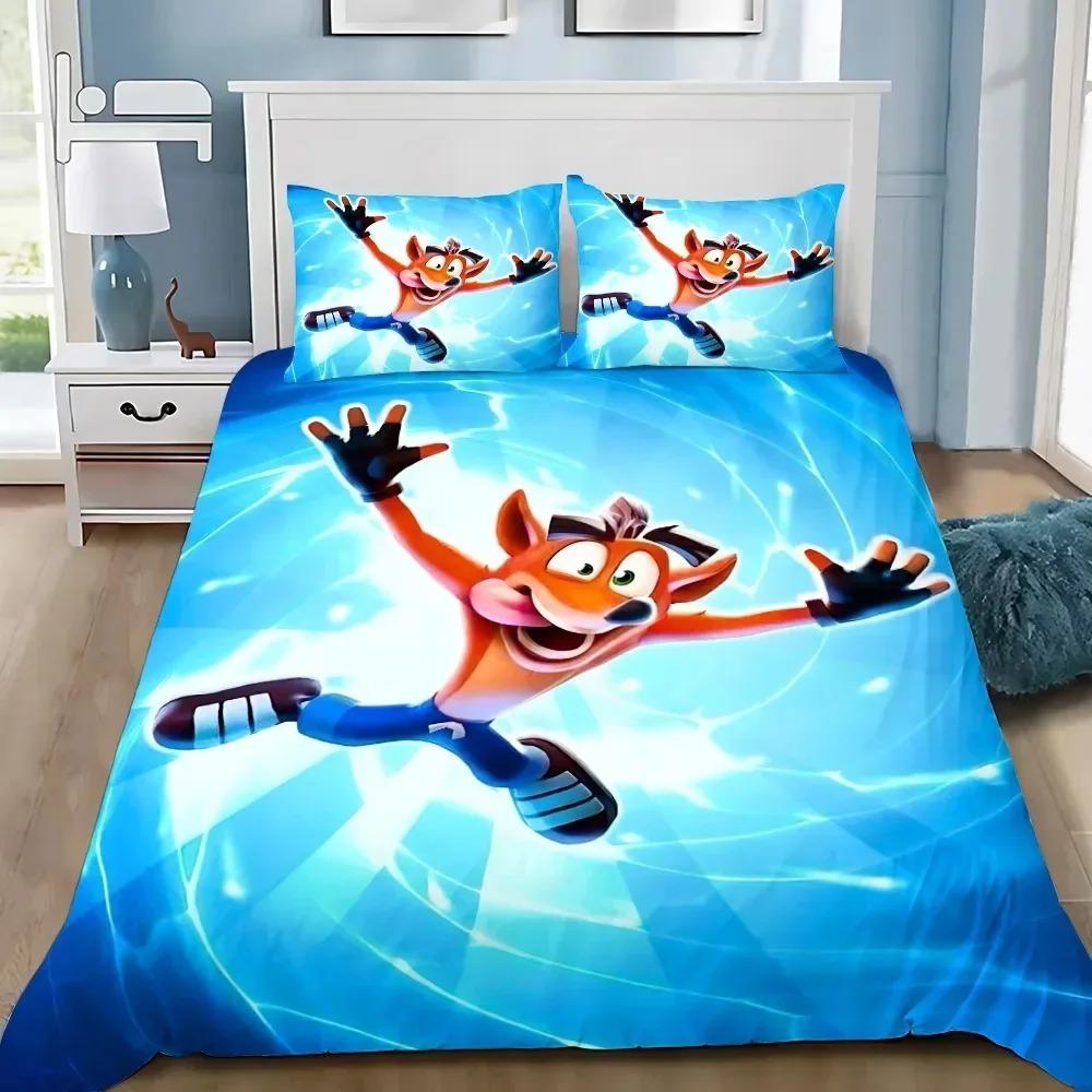 Cartoon 3D Printed Crash Bandicoot Bedding Set game Duvet Cover Pillowcase Single Twin Full Queen Size For Kids Bedroom Decor