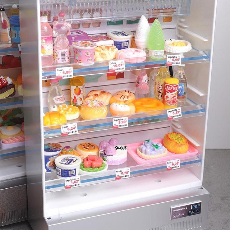 1/12 Scale Dollhouse Miniature Refrigerator Realistic Kitchen Display Furniture with Tiny Food Accessories for Kids Play