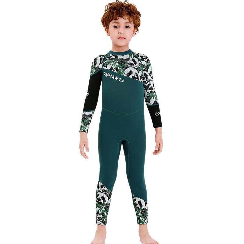 

2.5MM Children s Diving Suit One-piece Swimsuit Boys Long-sleeved Warm Sun Protection Snorkeling Surfing Jellyfish XXL темно-зелений колір