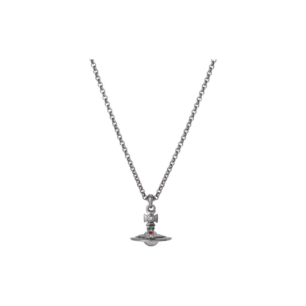 VIVIENNE WESTWOOD Petite Orb 3D Saturn Pendant Necklace Women Necklace Gunmetal 63020098S001
