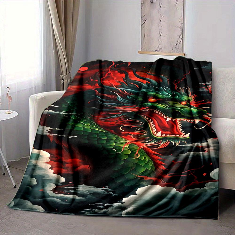 1pc Dragon Art Blanket Lightweight Flannel Blanket Throw Blanket For Sofa, Bed, Travel, Camping, Livingroom, Couch, Chair, And Bed yy2509026194