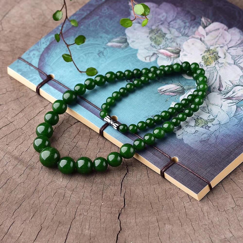 Chalcedony tower chain Colorful chalcedony tower chain necklace Taiwan jasper green chalcedony 6-14mm agate