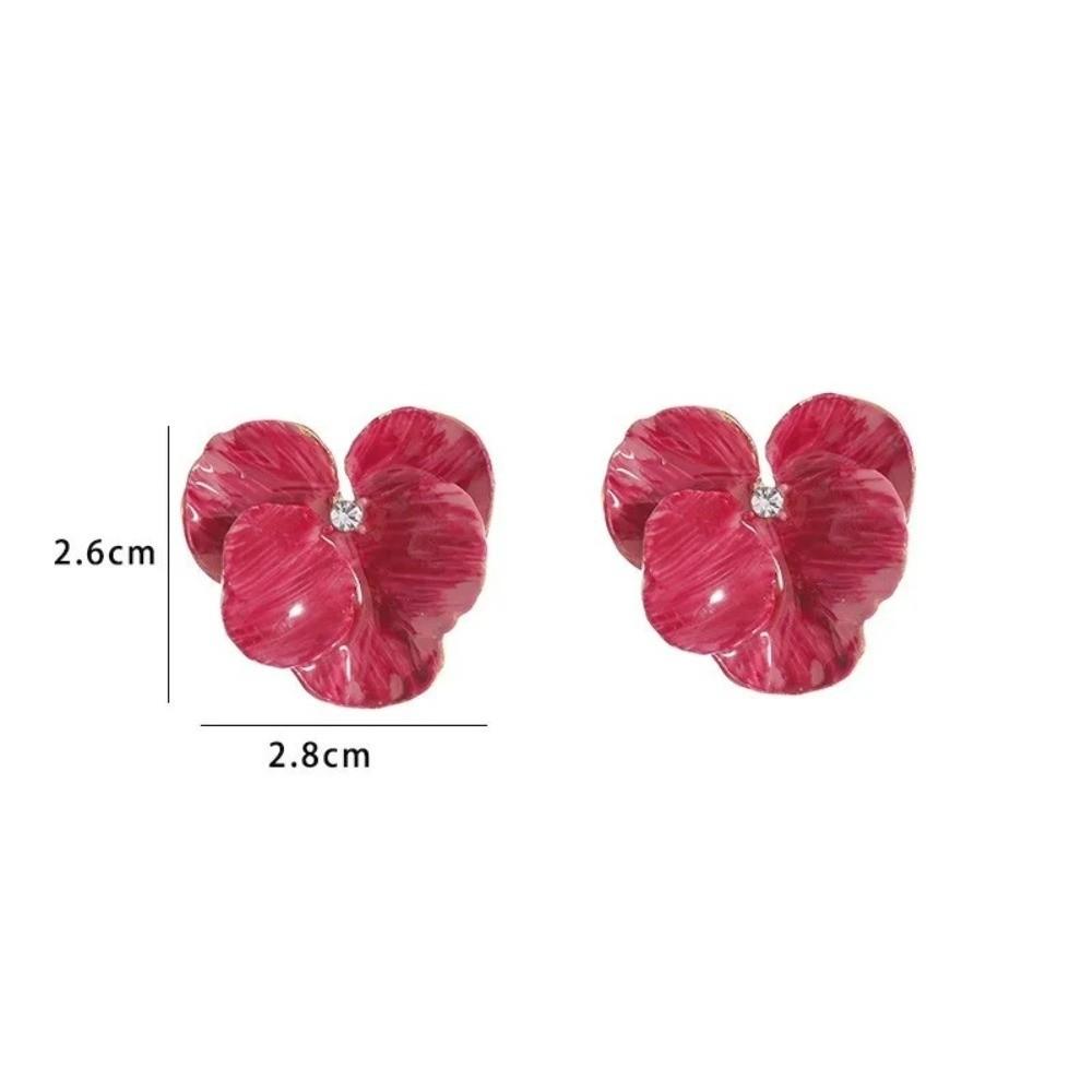 Jewelry Flower Earrings Petal Shape Enamel Petal Earrings Ins French Earrings  Wedding