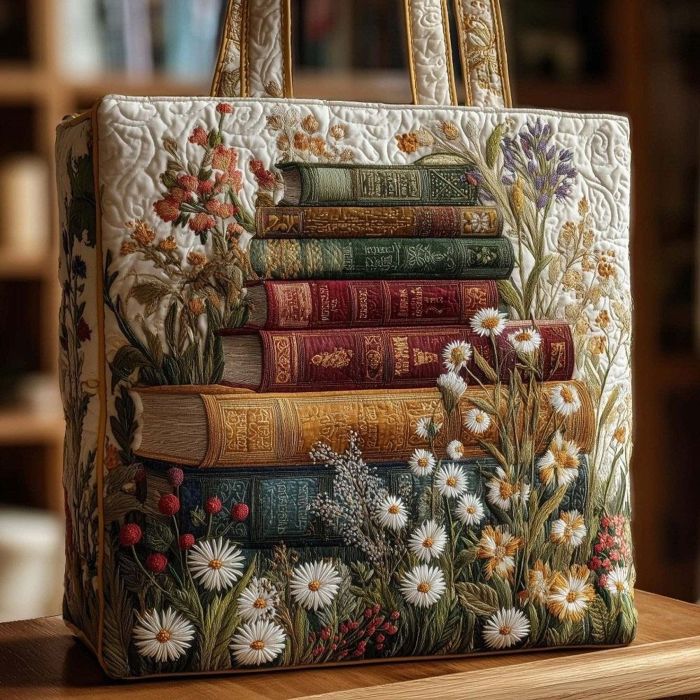Vintage Quilted Tote Bag Lightweight 3D Printed Patterns Travel Handbag Cotton Large Capacity Shopping Bag Women Accessory