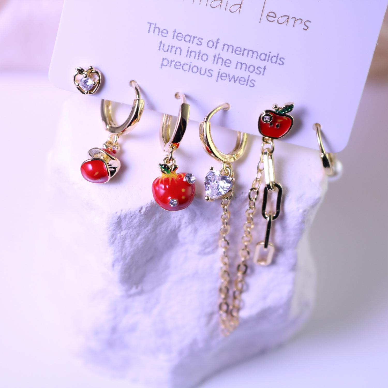Christmas Eve Series Lucky Apple Chain Ear Cuffs - Trendy, Unique Design Earrings for Women
