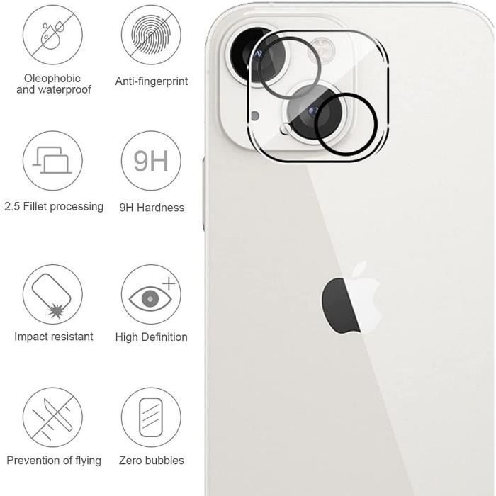 Protection Caméra - PROSHOP - iPhone 13 - Verre Trempé - Lot de 2 - Résistance aux Chocs
