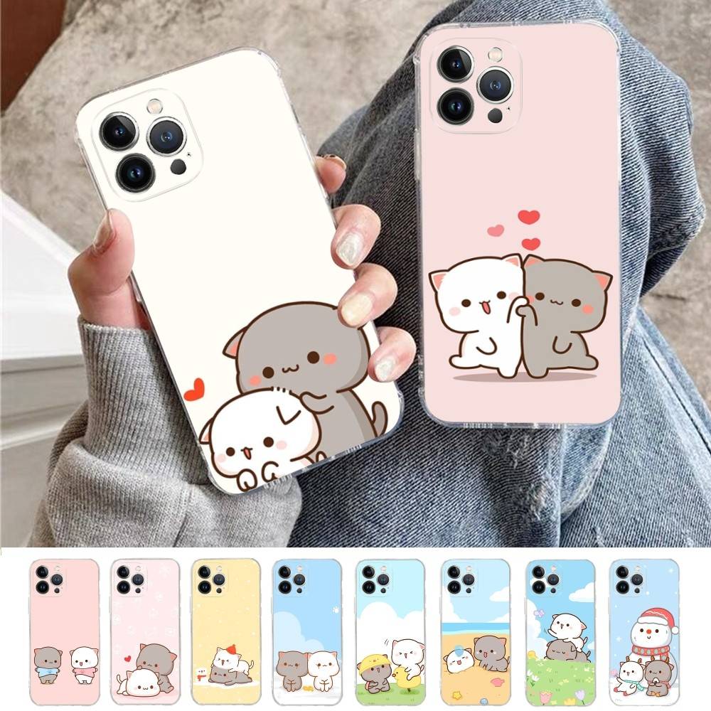 Cartoon Cute Cats TPU Silicone Case for IPhone 11 12 13 14 15 16 17 Pro Max Shockproof Clear Back Cover