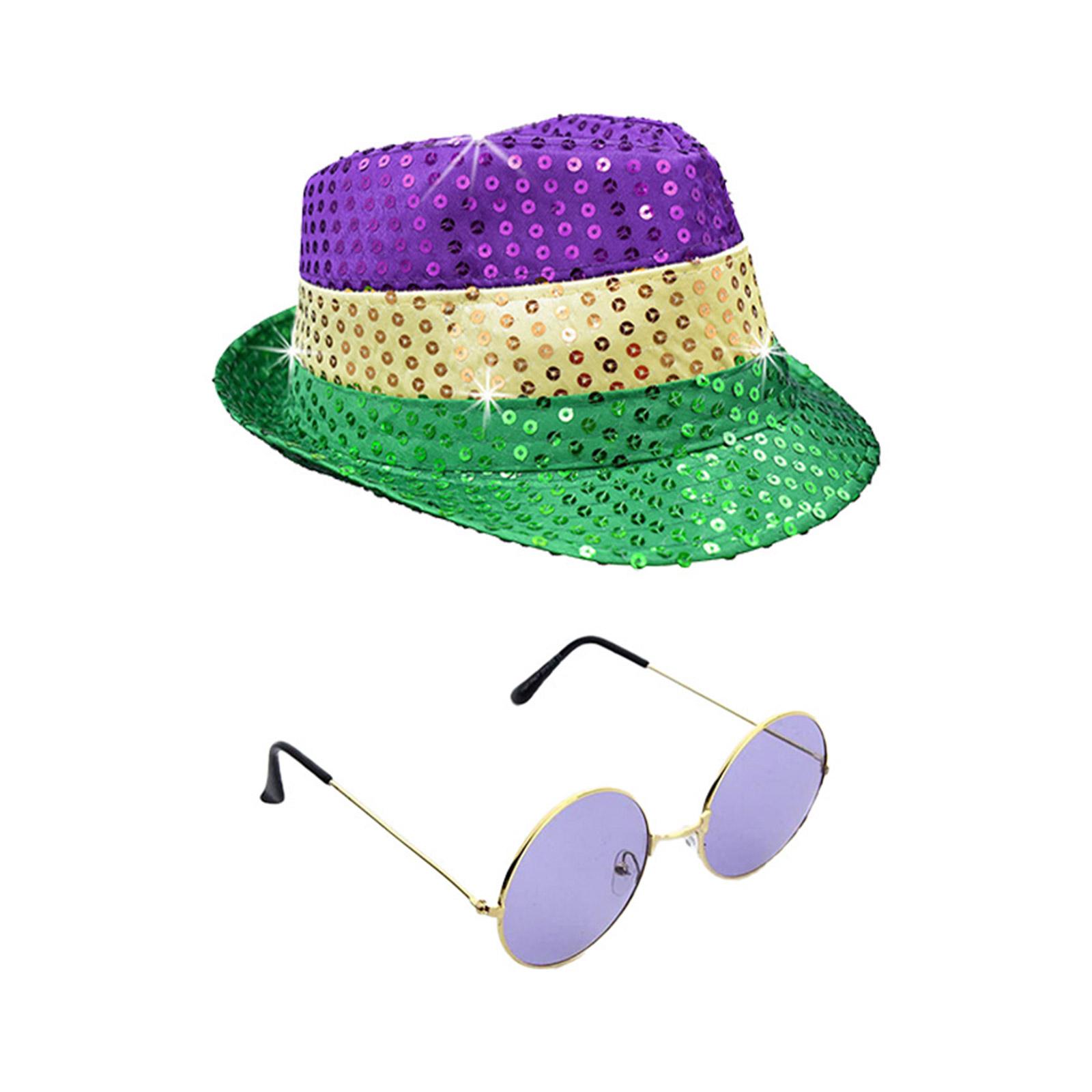 

Creative Cosplay Sequins Hat Modern-Times Eyeglasses Bowtie Cow-boy Jazz Accessories for Adult Men Women Cosplay