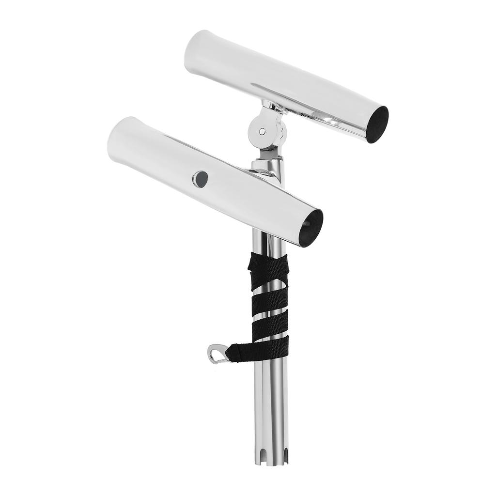 2x Boots-Doppelwinkel-Angelrutenhalter Edelstahl Ausleger Verstellbar