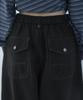 LOOXP Four-Button Logo Rivet Wide Balloon Long Pants Black