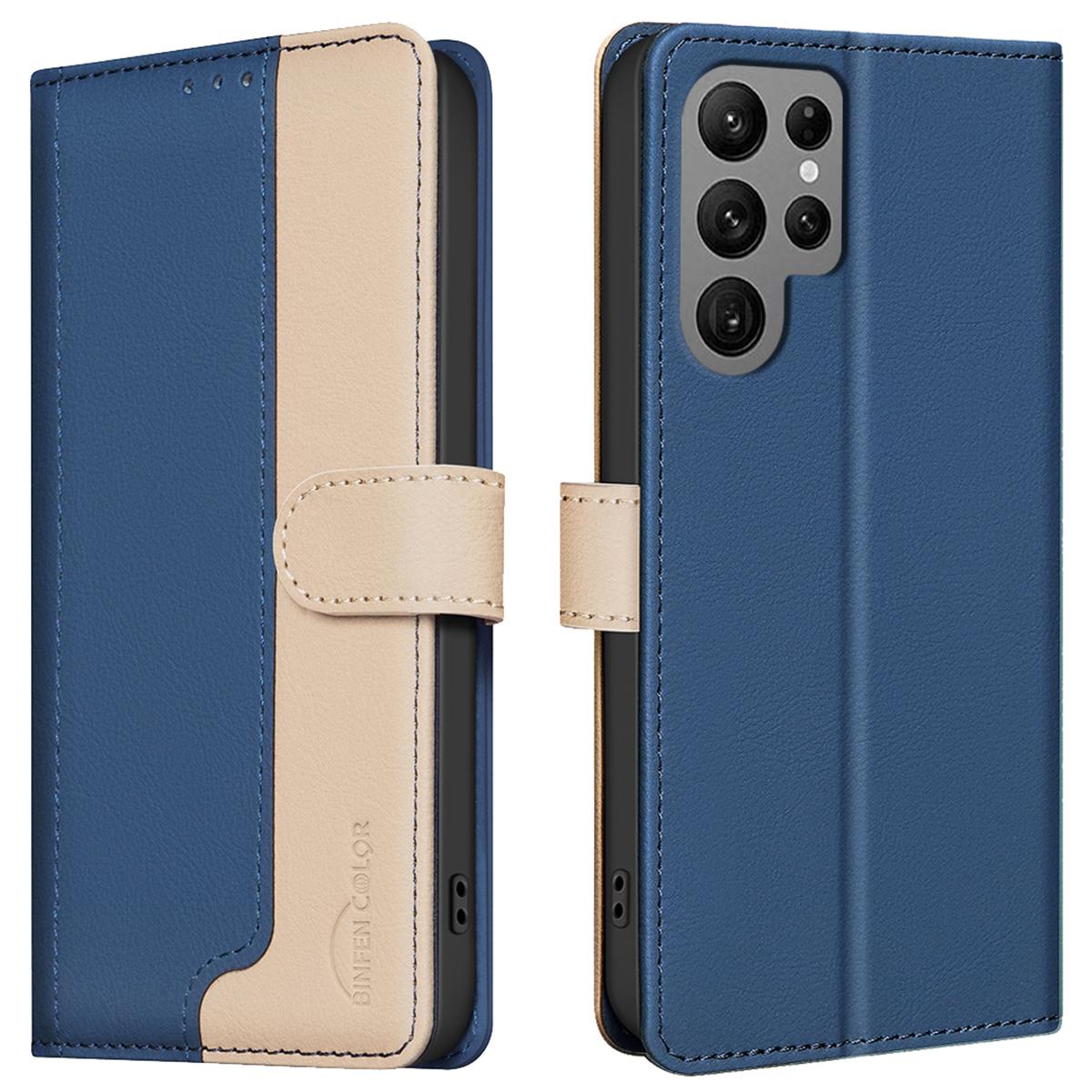 

Шкіряний чохол BINFEN COLOR BF33 для Samsung Galaxy S25 Ultra з RFID-блокуванням та зрощенням кольорів Blue