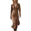 Western Cowboy Suede Tassel Long Sleeve Slim Dress