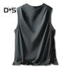 Men Vest Sleeveless Round Neck Loose Fit Tank Tops with Side Buckles Closure Solid Color Casual Tops Summer Wear