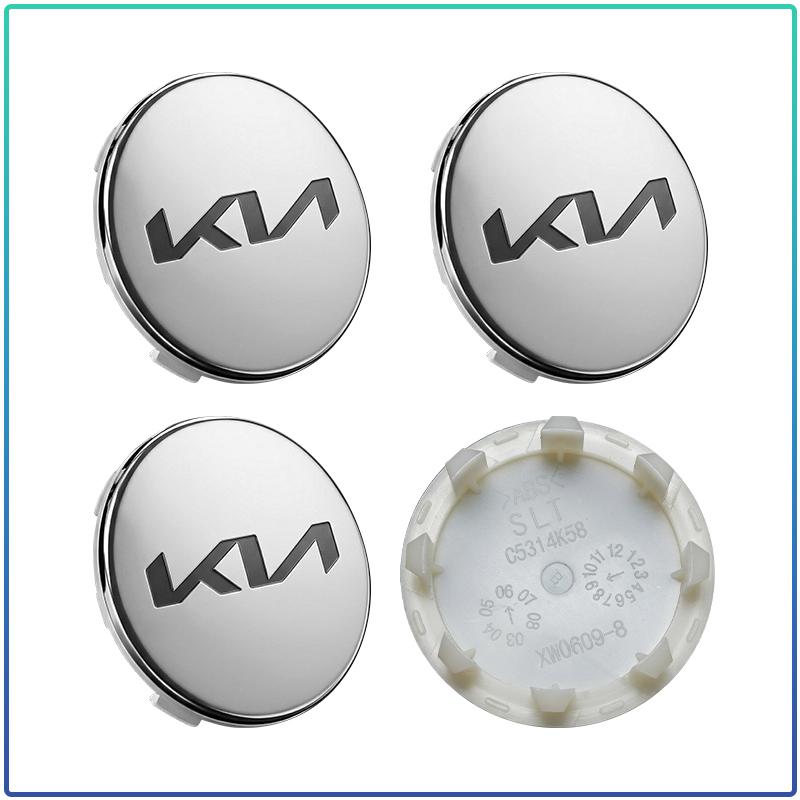 4 Pezzi 58MM Coprimozzi Centrali per Ruote Auto Badge Coprimozzo Cerchione Emblema Styling Per Kia Sauer CUB CEED Cerato Forte K8 K900 Optima Picanto RIO VG Ray EV