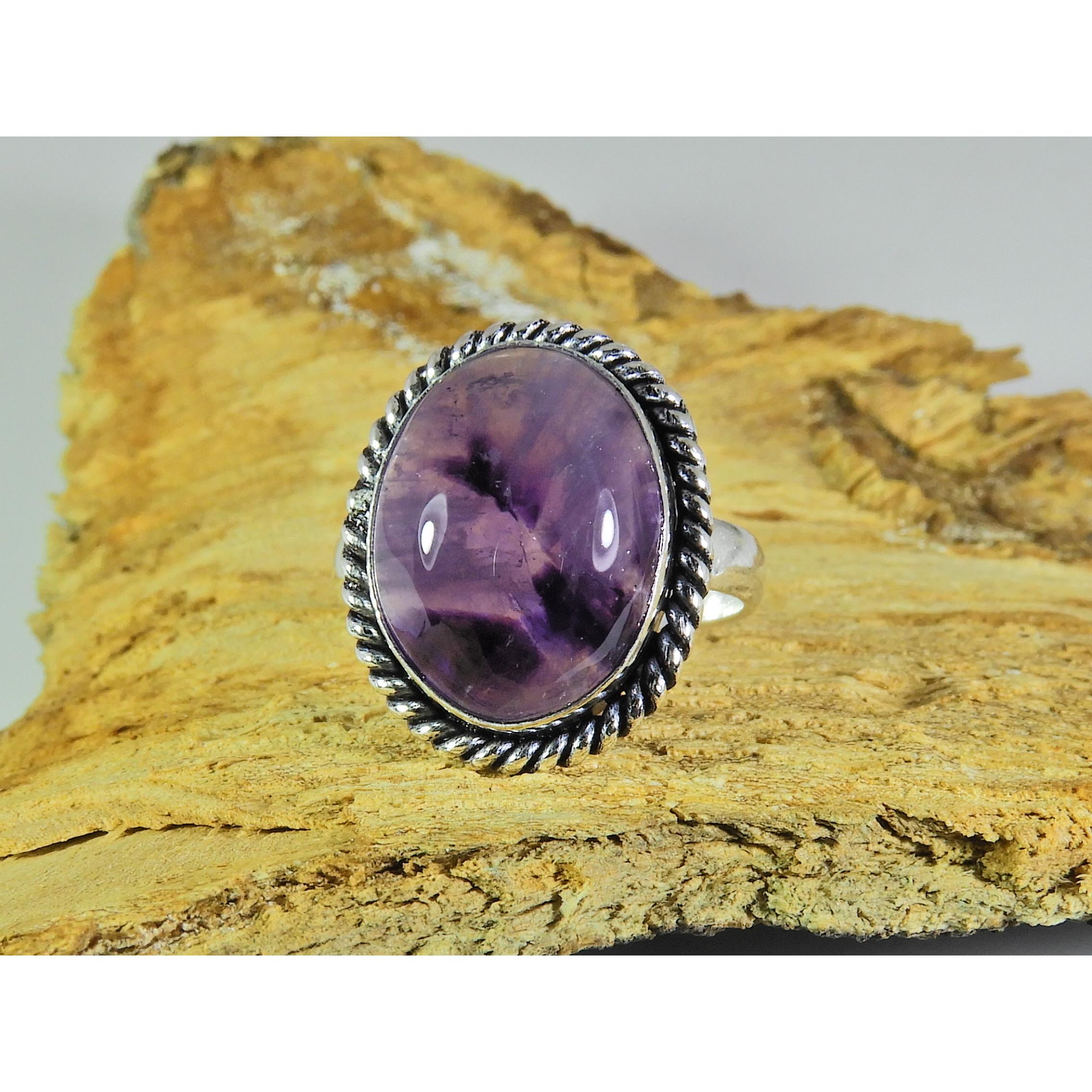 

Natural Amethyst Lace agate 925 Solid Sterling Silver Ring Size US-7.5 PG-73