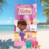 Customizable personalized beach towels Doc McStuffins themed designs.Suitable for the beach, yoga, sports;ideal as beach accessories