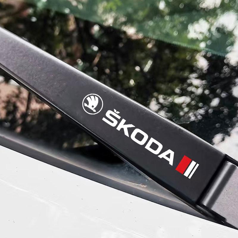 Vdrhn8 4Pcs Car Stickers, Window Wiper Decorative Stickers, Laser Waterproof, Suitable for Skoda Octavia   Kodiaya Kroya Kamia  Citigo